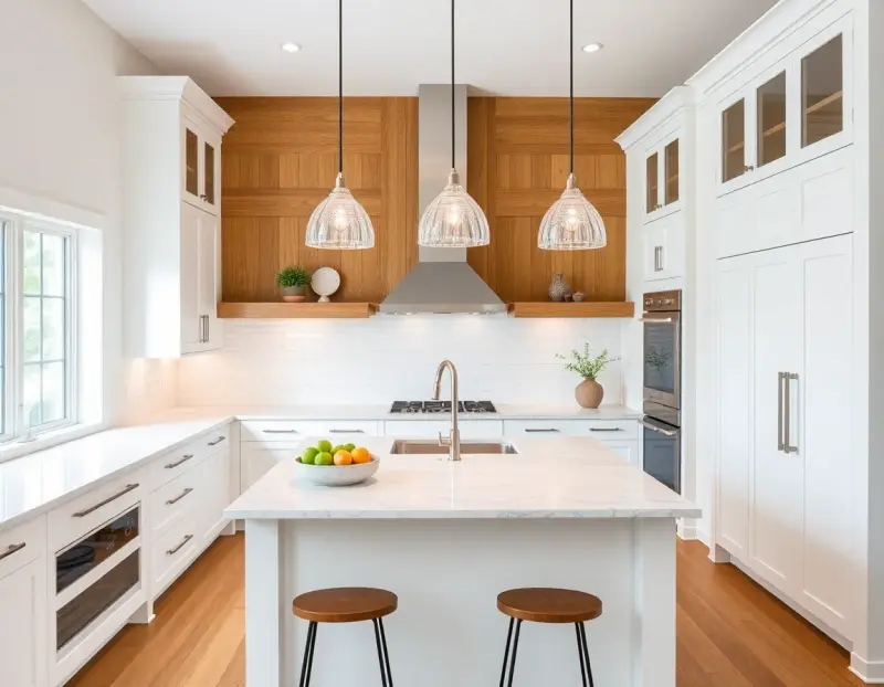 AI kitchen design with modern farmhouse style